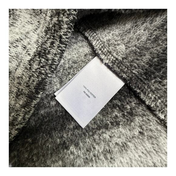 Lands End 1/4 Zip Black Gray Heather Stripe SWEATER Womens MED L Fleece Pullover - Picture 4 of 7